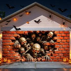 Gothic Horror Skeletons Halloween Skull Garage Door Banner 7x16ft - Image 3