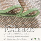 Hausattire Bamboo Placemats for Dining Table Set of 10 Washable 14 Inches Round Square Place Mats Sushi Mats for Kitchen Table Outdoor Parties Farmhouse Easter Decoration - Green - Image 5