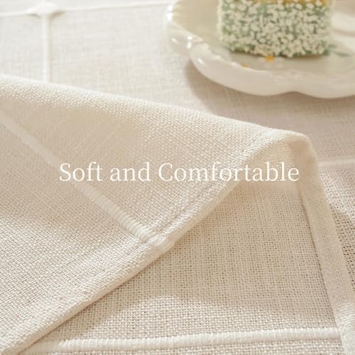 Zobesta White Linen Tablecloth Rectangle 53x86 Inch Cotton Table Cloth - Image 4