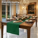 Signature Linen™ by D'Moksha, Forest Green Table Runner 120 Inches Long, 100% Pure Linen, Hemstitch, 14 x 120 Inch Table Runner for Dresser, Dining- Fall, Weddings, Outdoor Hosting - Image 3