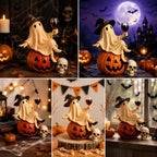 Halloween Ghost Witch Resin Figurine, Vintage Tabletop Statue 2pack - Image 7