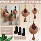 Honeydak 3 Hanging Baskets, White, Tassel, Cotton Rope - Image 2