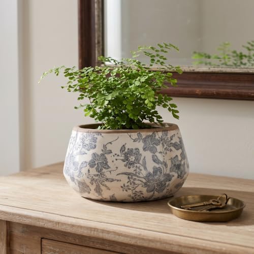 Ceramic Planter Pot, Grey Flower Pot with Drainage Hole, 7.8in - Image 3