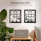 Flower Candle Wall Sconce, Retro Bathroom Wall Decor, Black Minimalism Wall Art for Living Room Bedroom Bathroom (2 Pack 11.8 x 13 in) - Image 5