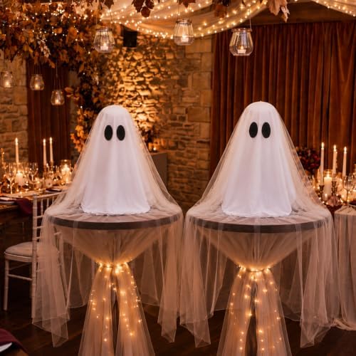 Gilprop 4 Set Halloween Veil Ghost Table Decorations DIY Spooky Ghost Decor - Image 6