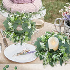 20PCS Artificial Eucalyptus Leaves Wreaths Candle Rings Wreaths - Image 7