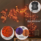 Birchlitland Halloween Lighted Garland 6FT 120L Orange and Purple Bi-Color LED Lights 8 Functions, Black Glittered Garland Lights Battery Operated for Indoor and Outdoor Halloween Party Decoration - Image 4