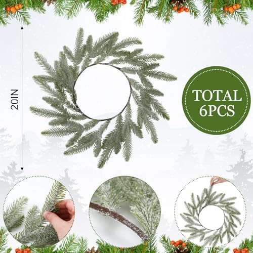 Christmas Placemats Set of 6 Artificial Powder Snow Wreath Charger - Image 2