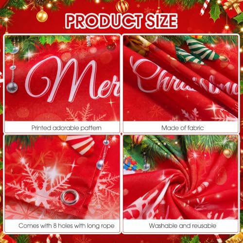 WovWeave 7 x 16 Ft Christmas Garage Door Cover, Bells and Stockings - Image 3