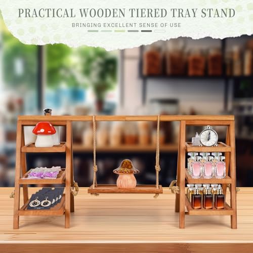 Cupcake Stand, 3 Tier Wood Cupcake Display Stand with Swing - Image 6