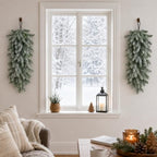 2 Pcs Extra-Long Snow Christmas Teardrop Swag, Artificial Frosted Door Swag - Image 6