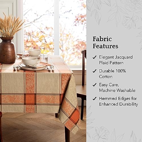 Threadmade Autumnal Harvest Jacquard Tablecloth, Multicolor - 60"W x 102"L - Image 3