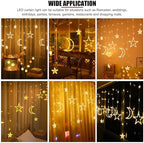 Gavigain Star Moon Curtain String Lights, 10ft 126 LED Ramadan Outdoor Lights with Steady/Flashing Modes for Halloween, Christmas, Camping, Patio Decor - Image 6