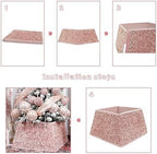 Christmas Tree Collars for Atificial Trees, 24 Inch Sparkling Sequins Christmas Skirt, Base Cover,Holiday Home Decor Ring(Rose Gold,Medium) - Image 5