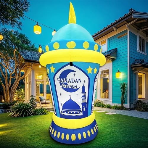 KOOY 5FT Inflatable Ramadan Lantern with Crescent Moon Blow Up Islamic Eid Decor Muslim Holiday Outdoor Decorations, LED Lighted Outdoor Ramadan Decor Yard Lawn Garden Home Party - Image 6