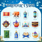 HunnmingRe 24 Pcs Ramadan Tree Ornaments Felt Eid Mubarak Decorations Eid Al Fitr Hanging Ornaments Castle Lantern Star Moon Islamic Kareem Decor for Festival Home Party Supplies - Image 2