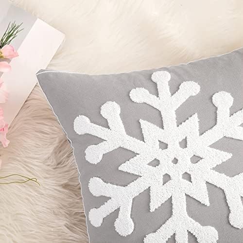 MIULEE Christmas Throw Pillow Covers Grey Decorative Snowflake 20x20 - Image 3