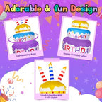 B&D 6FT Happy Birthday Cake Inflatable with 180° Rotation, 3-Color Yellow Blue Purple Tiered Cake with Sparkling LED Lights, Blow Up Outdoor Indoor Decoration for Lawn Yard & Party - Image 3