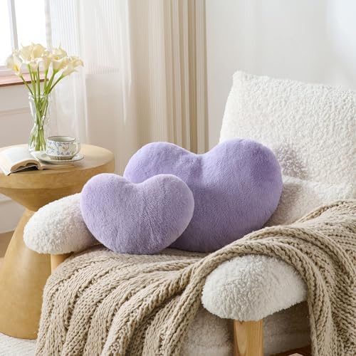 2PCS Heart Throw Pillows Room Decor Home Decor Bedroom Decor,Purple 13"*19" - Image 2