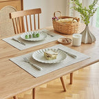 Softalker Faux Linen Cloth Placemats Set of 12-12 x 18 Inch, Cream - Image 2