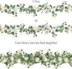 TOCHGREEN 4PCS Artificial Eucalyptus Flower Garland with White Rose Flowers - Image 5