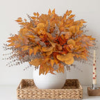 lovemoon 260 Pcs Fall Mixed Greenery Artificial Eucalyptus Stems, Orange - Image 6
