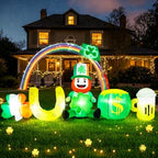 St Patricks Day Inflatables Outdoor Decorations 8FT Leprechaun Inflatable with Shamrock Horseshoe Pot of Gold Beer Cup Yard Lawn Party Garden Home Holiday Irish Saint Patrick’s Blow Up Décor by Kofero