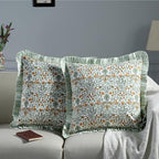 Ridhi Block Print Goldenrod Yellow Throw Pillow Cover 16" x 16" (Pack of 2) Decorative Cushion Covers with Ruffle for Couch, Sofa, Bed, Living Room, Home Decor Gift for Spring, Easter, Valentine - Image 2