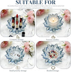 Large Crystal Lotus Tealight Candle Holder for Up to 6" Diameter Pillar Candle Plate Candlestick,Chunky Glass Votive Stand for Wedding, Party, Table Centerpiece Decor and Yoga Meditation (2, Blue) - Image 5
