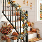Valery Madelyn 9ft Fall Garland for Mantle with Pumpkins - Image 6