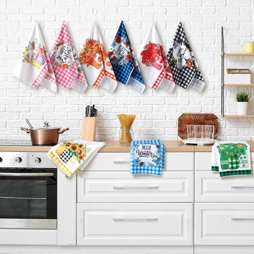FuWeave Bouquet Flower 20 Pcs Seasonal Holiday Kitchen Hand Towels Set - Image 5