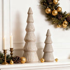 WONDROUS' DECO Wooden Christmas Tree Figurine, Tabletop Pink and Gold - Image 5