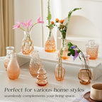 Glass Bud Vase Set of 30 - Small Vases for Flowers in Bulk - Assorted Vintage Crystal Vases for Flowers, Table Centerpieces (Amber, 30 Pcs) - Image 3