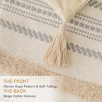BUIOVBEY Boho Throw Pillow Covers Woven Tufted Pillow Cases with Tassels - Image 2