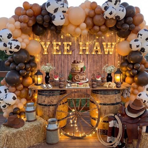 Honoson 6 Pcs Western Party Decorations Yee Haw LED Light up Sign - Image 2