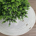 60-Inch Cable Sweater Knit Christmas Tree Skirt with Wooden Toggles, Cream by StarryDynamo