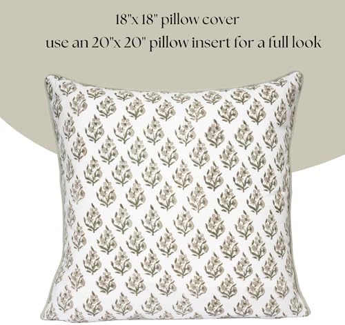 Set of 2 Pillow Covers 18x18 inch Floral Pillow Covers Green Farmhouse Pillow Covers for Living Room Couch Bed Throw Pillow Covers Boho Home Decorative Pillow French Country - Image 2