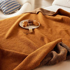 Burnt Orange Throw Blanket 50x70, Reversible Textured Fleece Blankets for Couch and Bed, Soft Warm Decorative Cozy Sofa Blanket for All Seasons by ELASAD