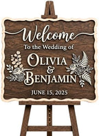 Personalized Enchanted Garden Wedding Welcome Sign - Custom 3D Wood Floral Ceremony Entrance & Reception Board for Fairytale, Whimsical or Secret Garden Venue - Multiple Sizes by AydansUniqueFinds