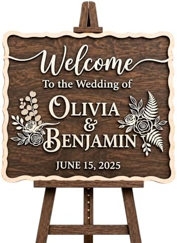 Personalized Enchanted Garden Wedding Welcome Sign - Custom 3D Wood Floral Ceremony Entrance & Reception Board for Fairytale, Whimsical or Secret Garden Venue - Multiple Sizes by AydansUniqueFinds