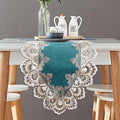 Vintage Lace Dining Table Runner, 120 Inches Floral Coffee Table Runners for Kitchen Home Christmas Party Decorations (16x120 inch, Cyan) by Fhberni