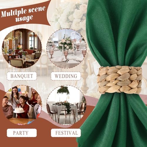 LemonRoad 50 Pcs Napkin Rings, Wood Color Woven - Image 5