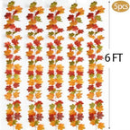 Mizii Fall Decor 5 Packs 390" Artificial Maples Vines Garland Fake Vine Fall Garland Silk Maple Leaves Faux Hanging Plants for Thanksgiving Porch Mantle Fireplace Farmhouse Harvest Decorations (Maple) - Image 2