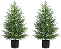 4FT Norfolk Pine Christmas Tree, 2 Pack Unlit Artificial Trees in Pot, Soft-Touch PE Material, Family & Pet Friendly, Realistic Xmas Trees for Balcony Patio Apartment Dining Room Decor by ENVEN
