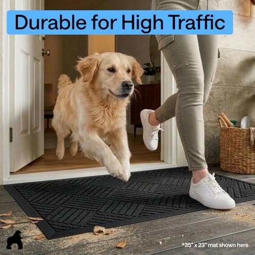 GORILLA GRIP WeatherMAX Door Mat, Indoor Outdoor Use, 47x35, Black Diamond - Image 7