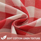 Red Checkered Round Tablecloth, Cotton Linen Texture, 60 Inch - Image 4