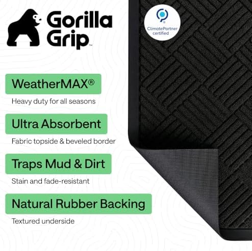 GORILLA GRIP WeatherMAX Door Mat, Indoor Outdoor Use, 35x23, Black Diamond - Image 2