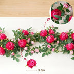 ASTRYAS 2Pcs 12FT Roses Vine, Artificial Rose Vines Garland(Hot Pink) - Image 4