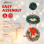 VINGLI 36" Prelit Christmas Wreath, Plug-in Artificial Wreath with 100 LED Lights & 300 Tips for Indoor Door/Window - Image 5