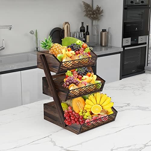 Dorhors Fruit Basket for Kitchen Counter Organizer,Fruit Bowl Stand Storage - Image 5